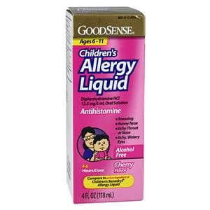 Diphenhydramine HCl Liquid Solution 12.5mg/5mL Cherry 4oz/Bt