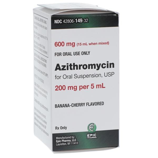 Azithromycin Oral Suspension 200mg/5mL Banana-Cherry Bottle 15mL Each