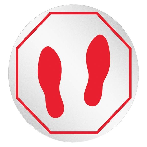 StandSafe Foot Print Stop Sign Floor Sticker Clear/Red