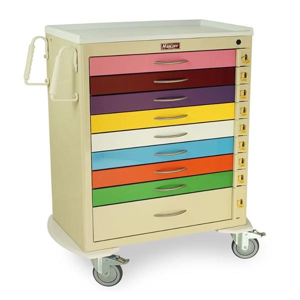 M-Series Pediatric Crash Cart 22x36.75x43.75" (9) Drawer Breakaway Lock
