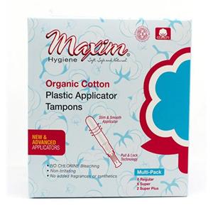 Tampon Organic Cotton 14 Count Plstc Aplctr White Disposable Unscented 12/Ca