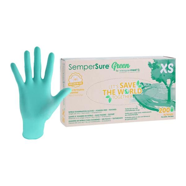 green X-free Nitrile Exam Gloves X-Small Green Non-Sterile