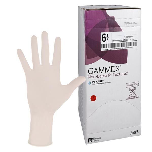 GAMMEX Non-Latex PI Textured Polyisoprene Surgical Gloves 6.5 White 50Pr/Bx