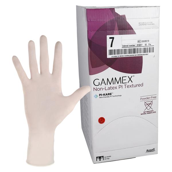 GAMMEX Non-Latex PI Textured Polyisoprene Surgical Gloves 7 White 50Pr/Bx