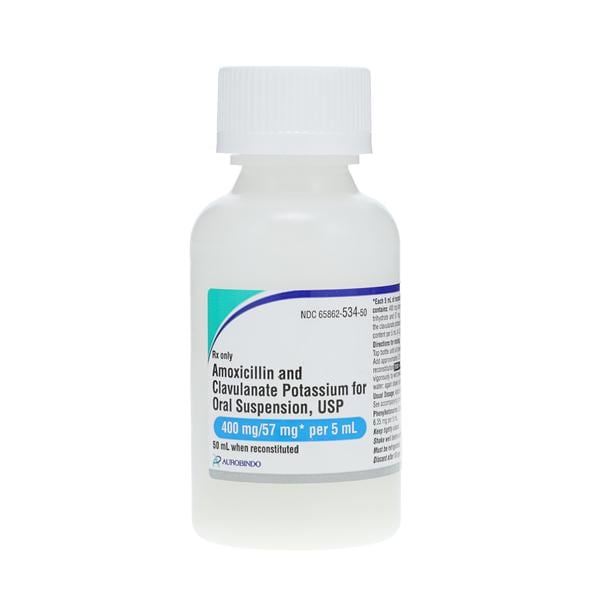 Amoxicillin/Clavulanate Potassium Oral Suspension 400mg/57mg/5mL Orng Btl 50mL
