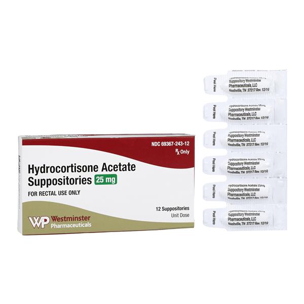 Hydrocortisone Acetate Rectal Suppository 25mg Unit Dose 12/Package