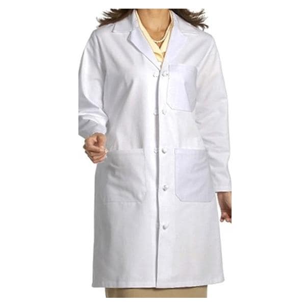 Lab Coat 3 Pockets Long Sleeves Medium White Unisex Ea