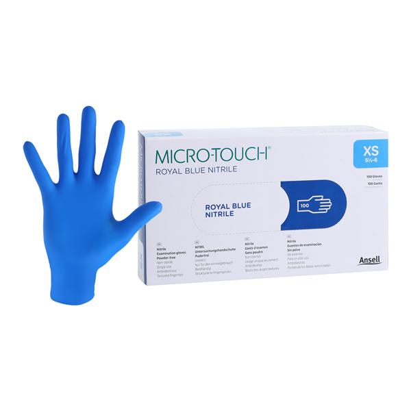 MICRO-TOUCH Royal Blue Nitrile Exam Gloves X-Small Royal Blue Non-Sterile 100/Bx