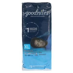 Goodnites Nighttime Underwear Maximum Male White XL 95-140lbs 4x9/Ca