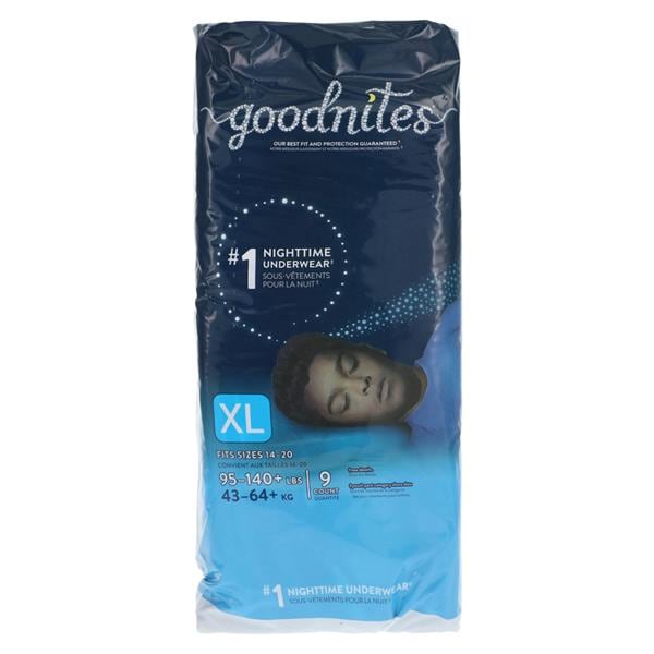 Goodnites Nighttime Underwear Maximum Male White XL 95-140lbs 4x9/Ca