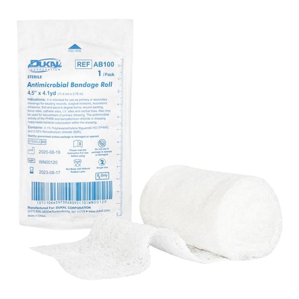 Antimicrobial Bandage Gauze/PHMB/Benzalkonium Chloride 4"x4.1yd Sterile 100/Ca