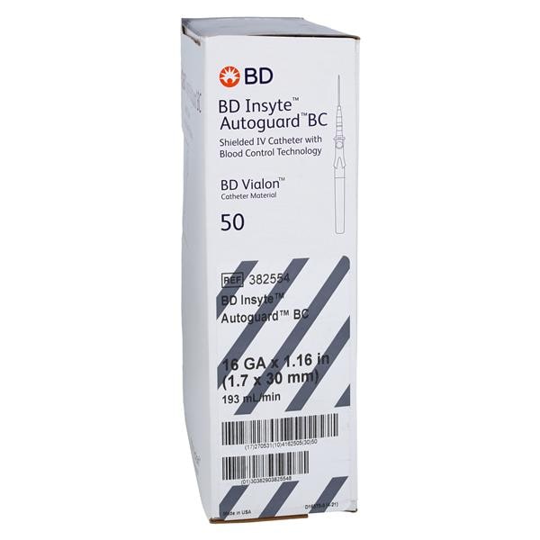 Insyte Autoguard Blood Control Catheter Shielded 16 Gauge 1.16" Gray 50/Bx