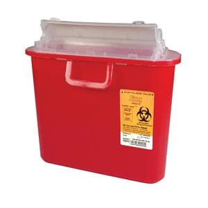 SharpStainer Sharps Container 5.4qt Red 10.5x3.5x10.5" Hrzntl Drp Plstc 12/Ca