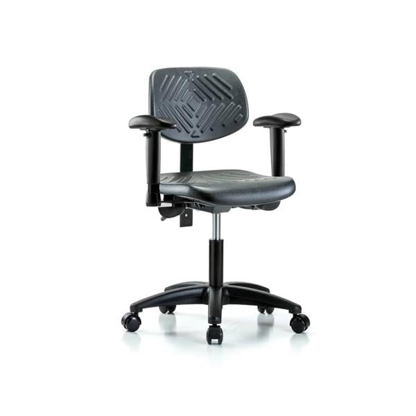 Fshrbrnd Tst Chr Blk PU Dsk Hght 5-Caster Bse 300lb Ea