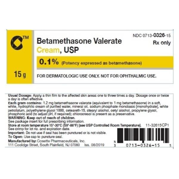 Betamethasone Valerate Topical Cream 0.001 Tube 45gm Each