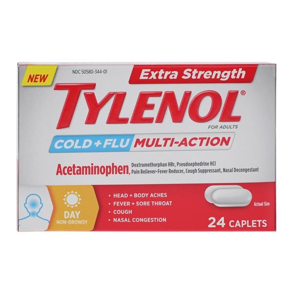 Tylenol Extra Strength Cold & Flu Caplets 500/15/30mg Day Multi-Action 24/Cr, 24 CR/CA