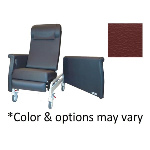 Elite CareCliner Transport Recliner 350lb Capacity Burgundy Ea