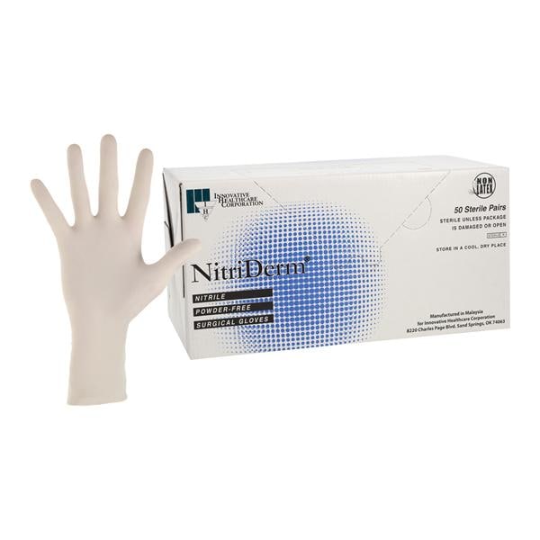 NitriDerm Nitrile Surgical Gloves 6.5 White 50Pr/Bx