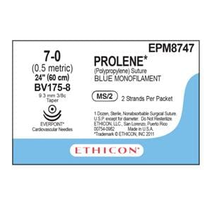 Prolene Suture 7-0 24" Polypropylene Monofilament BV175-8/BV175-8 Blue 12/Bx