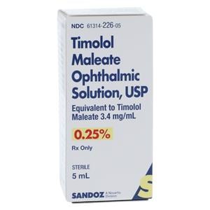 Timolol Maleate Ophthalmic Solution 0.25% Bottle 5mL Each