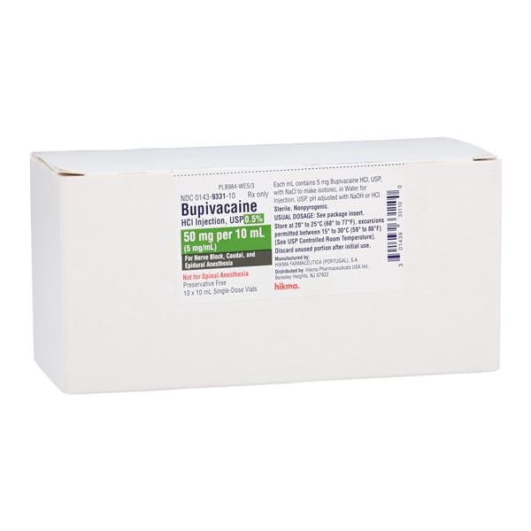 Bupivacaine HCl Injection 0.5% Preservative Free SDV 10mL 10/Package