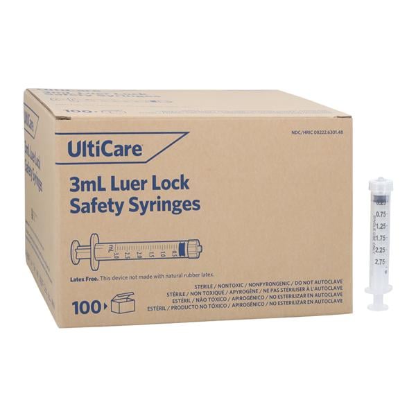 UltiCare Only Syringe 3mL Clear Luer Lock No Dead Space 500/Ca