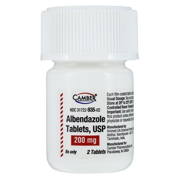 Albendazole Tablets 200mg Bottle 2/Bottle Each