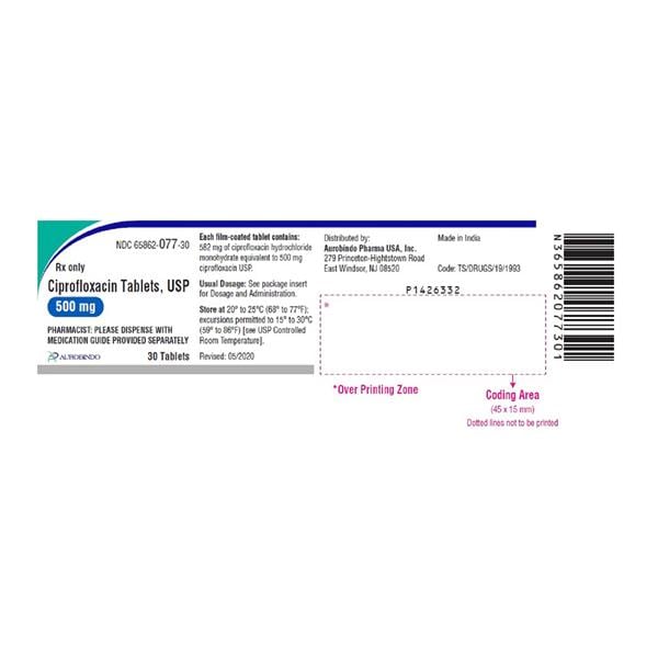 Ciprofloxacin Tablets 500mg Bottle 500/Bottle Each