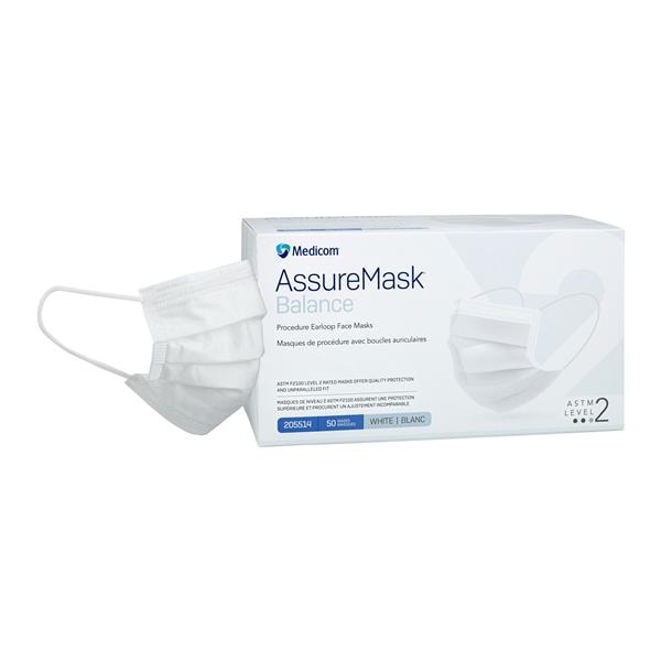 AssureMask Balance Procedure Mask ASTM Level 2 White 50/Bx, 10 BX/CA