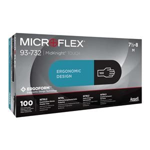 MICROFLEX MidKnight Touch Nitrile Exam Gloves Medium Black Non-Sterile 100/Bx