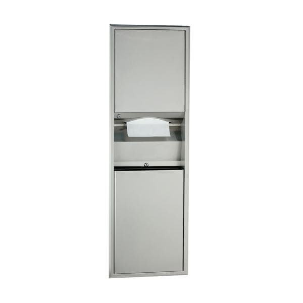 Recessed Convertible Paper Towel Dispenser/Waste Receptacle w/Lock Ea