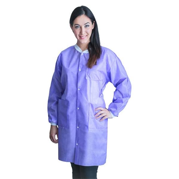 FitMe PPE Lab Coat Spunbonded / Meltblown / Spunbonded SMS Medium Lavender 10/Bg