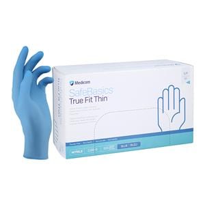 SafeBasics True Fit Thin Nitrile Exam Gloves Small Blue Non-Sterile 300/Bx