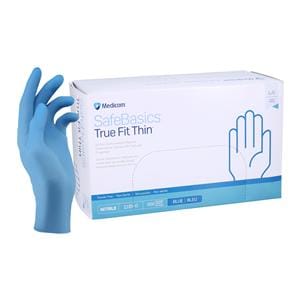 SafeBasics True Fit Thin Nitrile Exam Gloves Large Blue Non-Sterile 300/Bx
