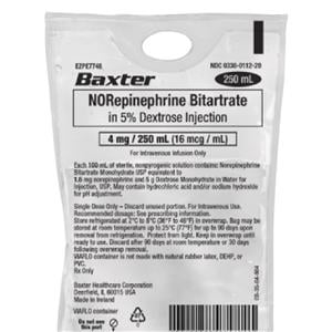Norepinephrine Bitartrate Injection 4mg/Bag Bag 250mL 20/Package