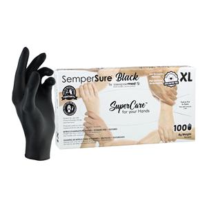 SemperSure Nitrile Exam Gloves X-Large Black Non-Sterile, 10 BX/CA