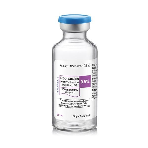 Ropivacaine HCl Injection 0.5% 5mg/mL Preservative Free SDV 30mL 25/Package