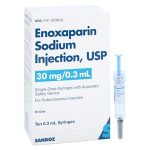 Enoxaparin Sodium Injection 30mg Prefilled Syringe 0.3mL 10/Package