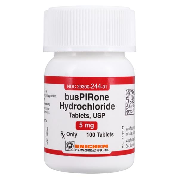 Buspirone HCl Tablets 5mg Bottle 100/Bottle Each