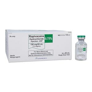 Ropivacaine HCl Injection 0.75 7.5mg/mL Preservative Free SDV 20mL 25/Package