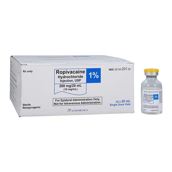 Ropivacaine HCl Injection 1% 10mg/mL Preservative Free SDV 20mL 25/Package