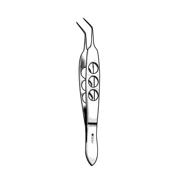 Kelman-McPherson Forceps Angled 4" 8mm Point Tip Stainless Steel Non-Sterile Ea