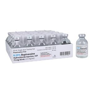 Bupivacaine HCl Injection 0.25% SDV 30mL 25/Package