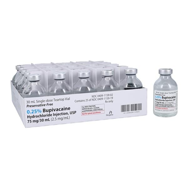 Bupivacaine HCl Injection 0.25% SDV 30mL 25/Package