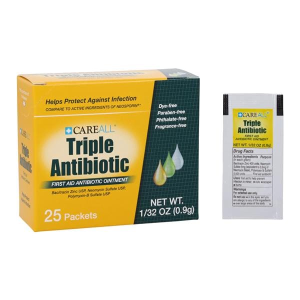 Triple Antibiotic Ointment Topical Ointment 0.9gm Foil Pack 25/Bx, 36 BX/CA