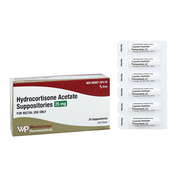 Hydrocortisone Acetate Rectal Suppository 25mg Box 24/Package
