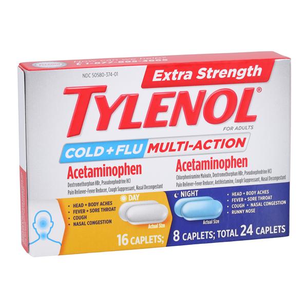 Tylenol Extra Strength Cold & Flu Caplets 500/15/60mg Blister Pack 3Bx/Pk