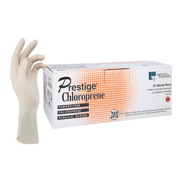 Prestige Chloroprene Surgical Gloves 7.5 White 25/Bx, 4 BX/CA