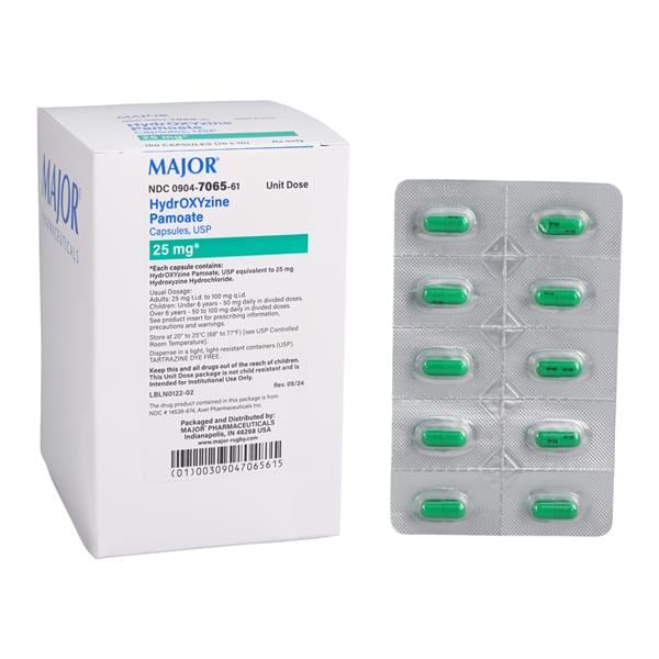 Hydroxyzine Pamoate Capsules 25mg Unit Dose Box 100/Package Each