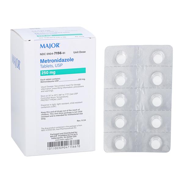 Metronidazole Tablets 250mg Unit Dose Box 100/Package Each